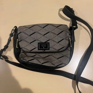 Fossil Crossbkdy bag black and brown/grey